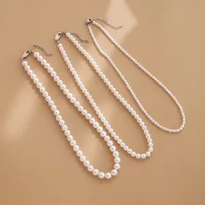 6mm 8mm Pearl Necklace High Quality Imitation Pearl Glass Pearl Beaded Women's Necklace Choker Mother's Day Jewelry Gi