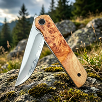 Couteau de poche artisanal en bois de thuya avec lame en acier à 3 couches, petit couteau pliant professionnel, collection cadeau pour hommes