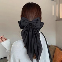 Grand nœud en tissu de style européen pour cheveux, barrettes d'été en satin, pinces à cheveux couleur unie pour queue de cheval
