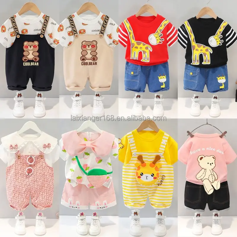 Girl suit new 2023 summer short sleeve clothing cartoon clothing cute children's 2-piece set