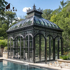 QUYANG Grande Veranda in Metallo con Tetto Mobile per Giardino Esterno, Giardino d'Inverno in Ferro Battuto, Serra in Metallo e Vetro, Gazebo - Product Image 5
