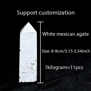 All'ingrosso pietra di cristallo naturale lucido obelisco punto bianco messicano agata torre per i regali - Product Image 4