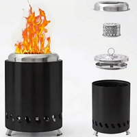Poêle à bois portable simple en acier inoxydable, four à gazéification manuel pour camping extérieur alimenté au charbon de bois
