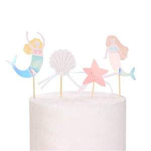 Joinhot Mermaid Cake Topper Paper Decor Birthday Party Supply For Kids 3-6 Years Non Toxic - Product Image 1