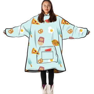 Super Warm Light Weight Grey Oversize Wearable <strong>Blanket</strong> <strong>Hoodie</strong> for <strong>Women</strong> Men Kids Gift Polyester <strong>Blanket</strong> Sweatshirt - Product Image 1