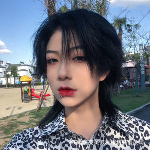 Parrucca da uomo con coda di lupo, capelli lunghi, stile coreano Mullet, elegante, bianca, naturale, voluminosa, copertura completa della testa, alta qualità - Product Image 4