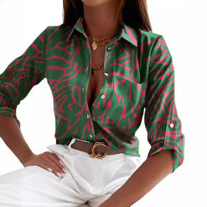 2025 européen américain femmes à manches longues imprimé chemise décontractée respirant Polyester <span class=keywords><strong>avant</strong></span> Logo XL & XXL tailles pour automne printemps - Product Image 5