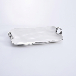 Minimalist <b>Ceramic</b> Serving <b>Plate</b> Irregular Shape Solid Color Polished Finish Dishwasher Safe for Party Use - Product Image 1