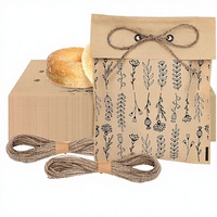 Sacs cadeaux vintage en papier kraft à motifs floraux avec poignées en corde de chanvre pour artisanat, mariage, baby shower, fêtes et cadeaux invités