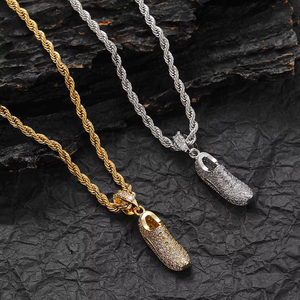 sneaker pendant, hip-hop <b>copper</b> zircon necklace, couple sneaker pendant. - Product Image 1