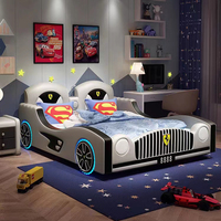 Lit pour enfants moderne et minimaliste 1,5M/1,8M/1,2M/1,35M, lit de voiture universel pour garçons et filles avec lumières LED, le rêve de tout petit garçon