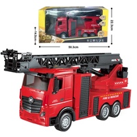 SJY-1361 1/18 2.4G 15CH Camion de pompiers électrique RC (version améliorée) avec pulvérisation d'eau, échelle élévatrice, rouge, 25m, prêt à l'emploi, télécommande