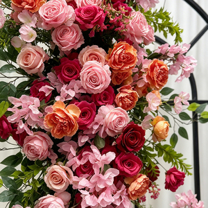 Arco Floral en Cascada Romántico y Cálido de Dos Piezas, Flor Artificial para Fiesta de Compromiso, Despedida de Soltera, Fondo para Fotomatón - Product Image 2
