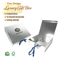 Boîte cadeau carrée rigide pliable blanche et noire personnalisée haut de gamme, écologique, en matériaux recyclés, avec doublure en éponge imperméable