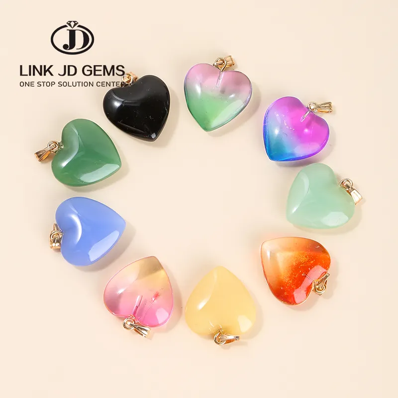 20*8mm Gradient Czech Lampwork Glass Heart Beads Charms Pendant for DIY Handmade Jewelry Making Necklaces earrings