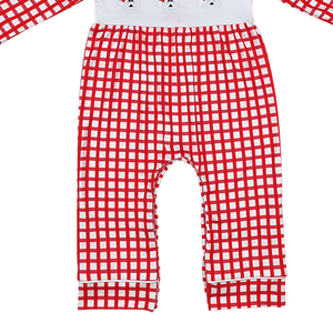 RTS Infant Girl Red Plaid Navidad Santa bordado mono manga larga venta al por mayor mameluco para niños ropa - Product Image 3