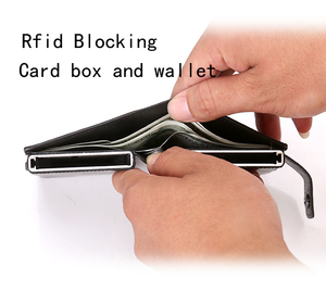 Unisex cổ điển RFID chặn chủ thẻ nhôm hộp đôi với in logo chống RFID Ví kim loại chiều dài ngắn mở đóng cửa - Product Image 3