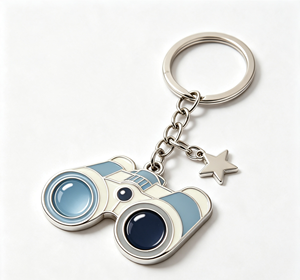 <b>Camera</b> Metal Key Chain Enamel Binocular Keyring Silver Blue Pendant Gift Accessory - Product Image 4