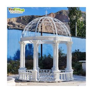 Gazebo Redondo <span class=keywords><strong>de</strong></span> Mármol Tallado a Mano, Romántico, Blanco, <span class=keywords><strong>de</strong></span> Tamaño Real para Bodas al Aire Libre - Product Image 6