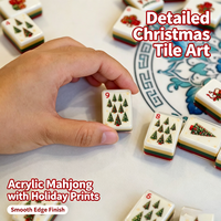 Jeu de Mahjong Américain Personnalisé 160 Pièces en Acrylique Thème Noël, Règles NMJL, Jeu de Mahjong de Fêtes pour la Vente en Gros