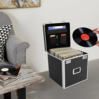 Boîte de rangement pour disques en aluminium pour jusqu'à 50+ albums de 12 pouces, caisse à disques, étui pour LP, étui de transport, boîte à outils