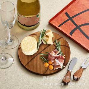 Hangxu Wooden Round <b>Dinner</b> Plate Solid Wood Party Snack Board Durable Serving <b>Tray</b> - Product Image 1