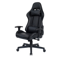 Chaise de Gaming Électrique Minimaliste à LED RGB, Revêtement en Cuir Noir Tressé, Siège Pivotant Réglable en Hauteur en 2 Étapes, Vente en Gros