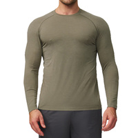Service OEM personnalisé, t-shirt à manches longues compressé en polyester/nylon pour hommes, fitness et mise en forme