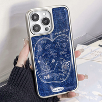 Coques de téléphone intelligentes BAILI Factory avec cadre galvanisé argenté et motif personnalisé en résine époxy pour iPhone 17 Air 16 Plus 15 Pro