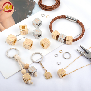 Colgante de cubo con cuentas de metal con orificio grande, adecuado para pulseras, collares, accesorios para bolsos y joyería DIY. - Product Image 2