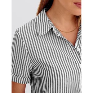 Vestido Camisero de Verano para Mujer, Manga Corta, Abotonado, a Rayas, Casual, Vestido Tipo Camisero, Tejido Transpirable, Ropa para Vacaciones en la Playa - Product Image 6