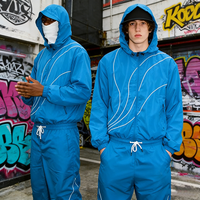 Setelan Olahraga Windbreaker 2 Potong YYSY OEM Custom Zip up, Setelan Tracksuit Pria Bahan Nylon