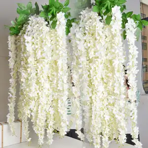 Fábrica al por mayor boda decoración del hogar vides de seda guirnalda Flor de glicinia artificial flores colgantes de glicinia