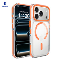 Étui de téléphone magnétique en métal premium avec cadre d'objectif métallique et touches métalliques, haute transparence, pour iPhone 17 18 Pro, antichoc