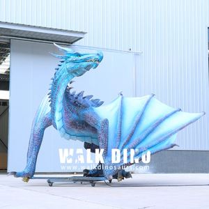 Sculpture Animatronique de Dragon Bleu et Dragon Occidental, Réaliste, Synchronisée avec des Sons de Rugissement de Dinosaure, pour Films - Product Image 1