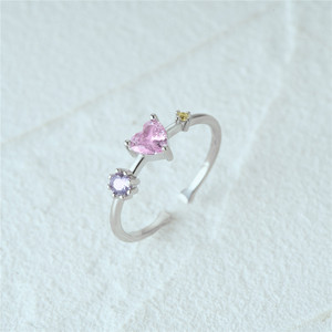 CANNER Trendy Wedding <b>Sweet</b> Pink Zircon <b>Heart</b> Ring Women 925 Sterling Silver Open Rings Jewelry Valentine's Day Gift - Product Image 4