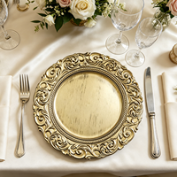 Assiette de présentation de luxe personnalisable en bronze antique de style baroque, 13 pouces, durable, pour mariages et banquets royaux
