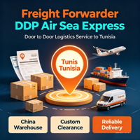 Transitaire AliExpress Amazon vers la Tunisie, service de logistique express porte-à-porte DDP par voie aérienne et maritime, Tunis