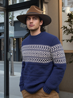 Pull en tricot à col en V respirant pour homme, épais, élastique, doux, en polyester/nylon, idéal pour l'hiver (ODM)