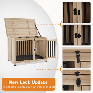 JUN JI Meubles de <span class=keywords><strong>caisse</strong></span> pour chien <span class=keywords><strong>en</strong></span> <span class=keywords><strong>bois</strong></span>, table d'extrémité de chenil pour chien pliable et portable, cage intérieure <span class=keywords><strong>en</strong></span> <span class=keywords><strong>bois</strong></span> massif avec plateau (moyen, naturel) - Product Image 6