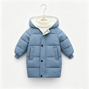 Manteau à capuche coupe-vent décontracté pour enfants - Longueur mi-longue, adapté aux garçons et aux filles, vêtement d'extérieur polyvalent et chaud - Product Image 5