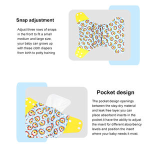 Natucare <span class=keywords><strong>hook</strong></span> <span class=keywords><strong>loop</strong></span> pannolini di stoffa per bambini ecologici lavabili pannolini di stoffa per bambini lavabili regolabili di taglia unica - Product Image 3