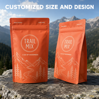 Sachet à fermeture éclair à fond plat imprimé sur mesure pour grains de café et noix, sac en plastique finition mate, emballage alimentaire en plastique de qualité alimentaire