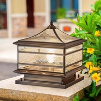 Lampe de poteau solaire LED en cuivre de style européen et chinois, étanche IP33 pour l'extérieur, idéale pour les cours et les jardins