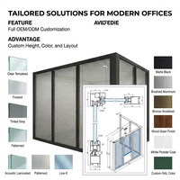 Cloison de bureau moderne à double vitrage avec cadre en aluminium de 80 mm Full Vision