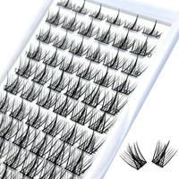 Extensions de cils à bande complète en soie prédécoupée de 16mm sans cruauté Kit de colle à grappe faite à la main