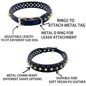 Accesorios para mascotas OEM logotipo personalizado correa ajustable para el cuello remache de Metal Stud Charm impermeable Pu Semi cuero <span class=keywords><strong>Collar</strong></span> de perro rojo y negro - Product Image 3