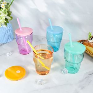 12oz Heat Resistant Borosilicate Glass Tumbler Sublimation Blank Colorful Straw Cold Insulated Mug for Daily Use and Gifts - Product Image 2