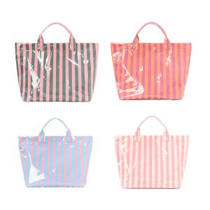 Add Your LOGO Fashion Lightweight PVC Letter Zipper Closure Tote <b>Bag</b> Handbag Reusable <b>Foldable</b> Shopping for Promotions Retail - Product Image 1