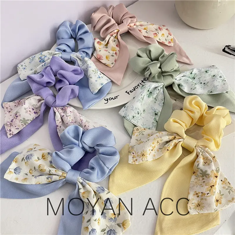 YANYE 6 colori francese grande fiocco nastro floreale sezione sottile alto elastico intestino crasso cravatte corda Scrunchies